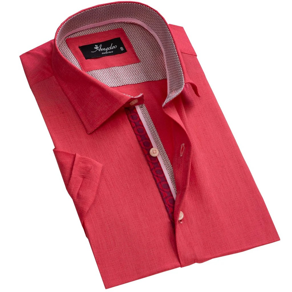 Mens red button up dress shirt