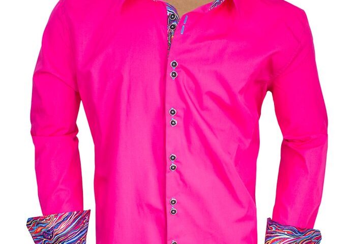 Bright pink mens dress shirt