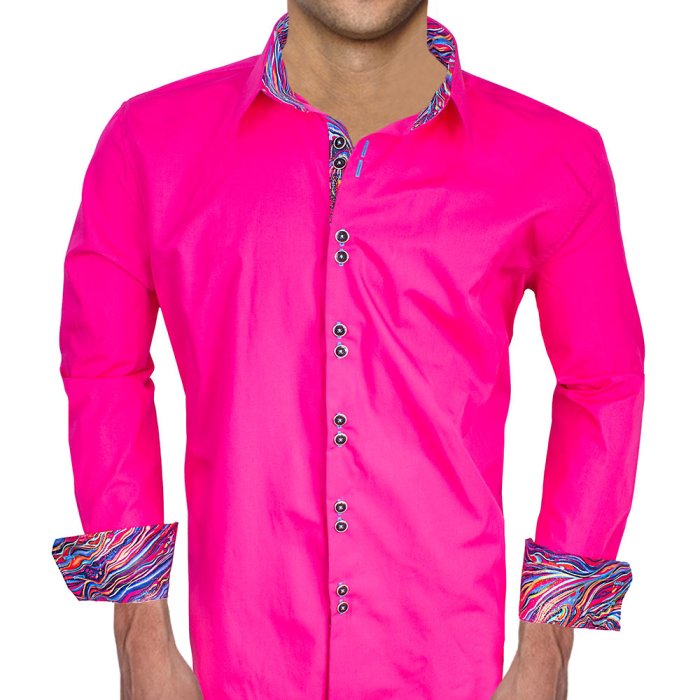 Bright pink mens dress shirt