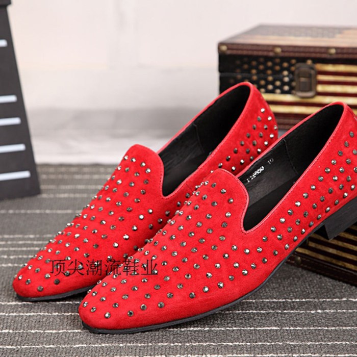 Mens red dress shoes with spikes