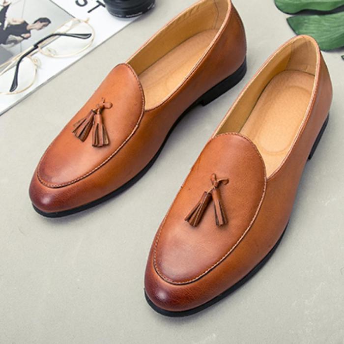 Mens brown tassel dress shoes