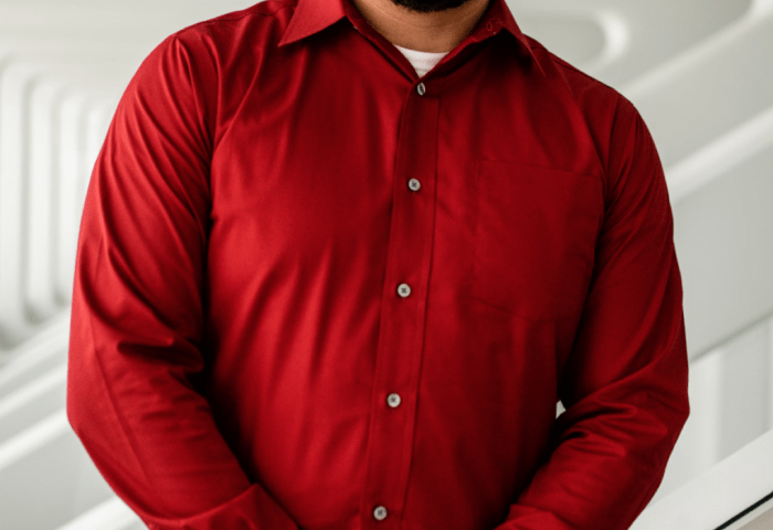 Mens red button up dress shirt