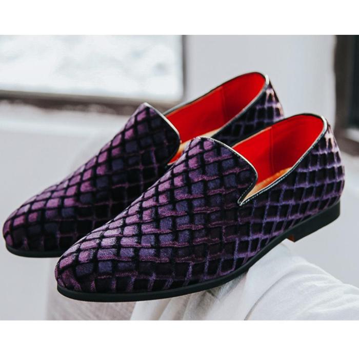 Purple velvet dress shoes mens