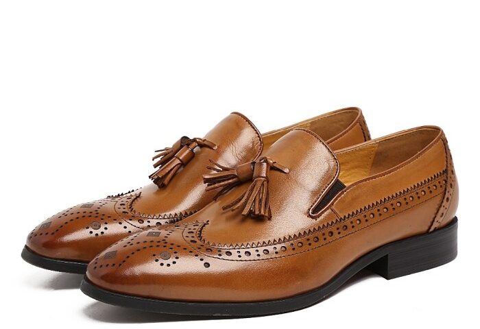 Mens brown tassel dress shoes