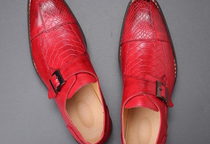 Mens red dress shoes with spikes